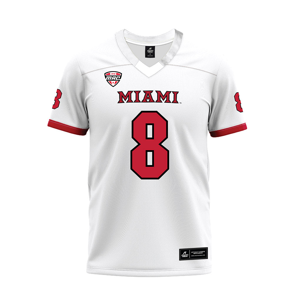Miami of Ohio - NCAA Football : Koy Beasley - White Premium Football Jersey-0