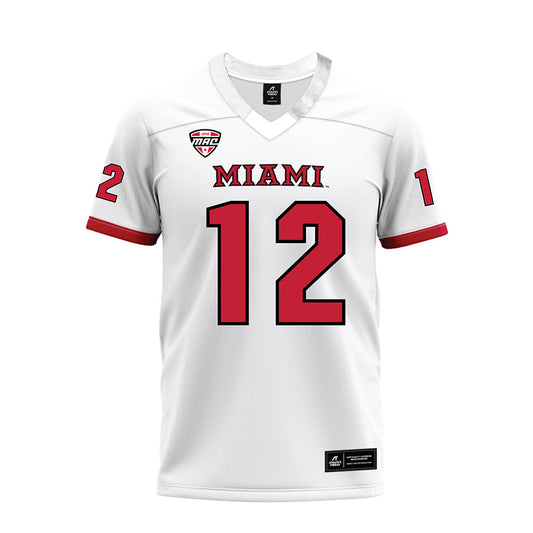 Miami of Ohio - Football Alumni : Corban Hondru - White Premium Football Jersey-0