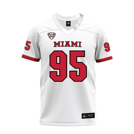 Miami of Ohio - NCAA Football : Aariz Taylor - White Premium Football Jersey-0