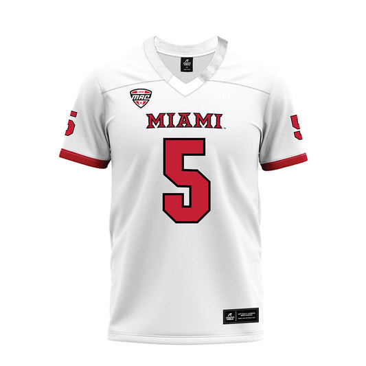 Miami of Ohio - NCAA Football : Luke Evans - White Premium Football Jersey-0