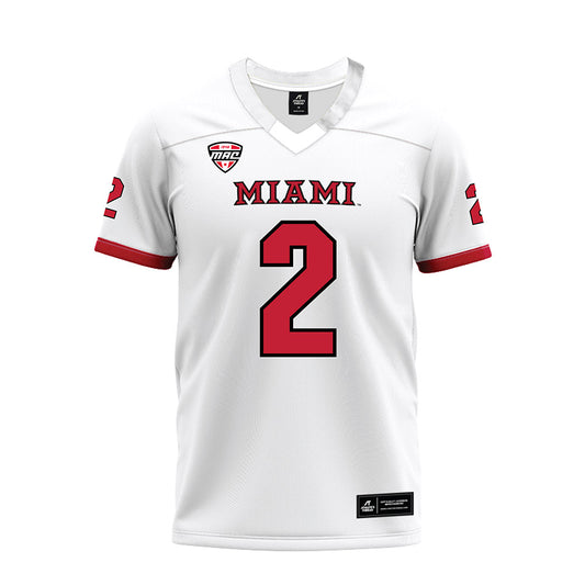 Miami of Ohio - NCAA Football : Dylan Downing - White Premium Football Jersey