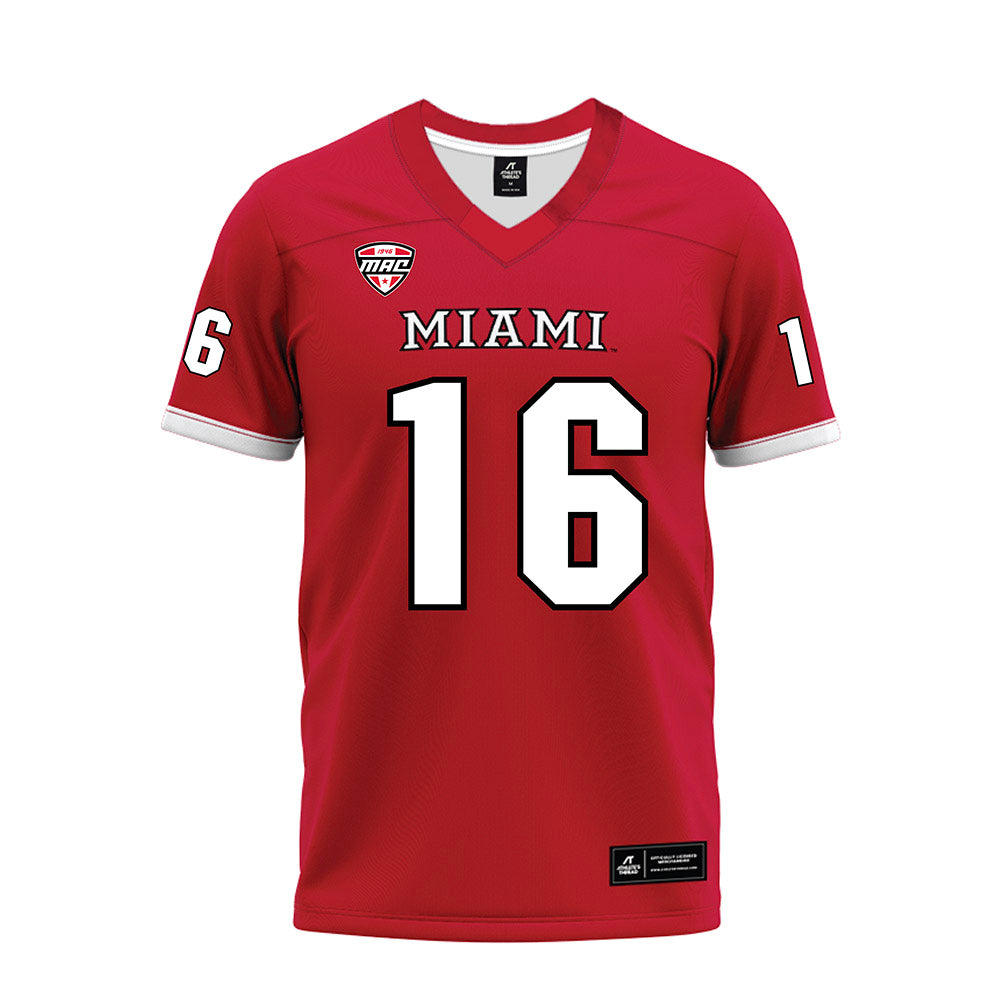 Miami of Ohio - NCAA Football : Ryan Sims - Red Premium Football Jersey-0