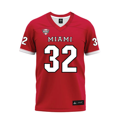 Miami of Ohio - NCAA Football : James Schott - Red Premium Football Jersey-0