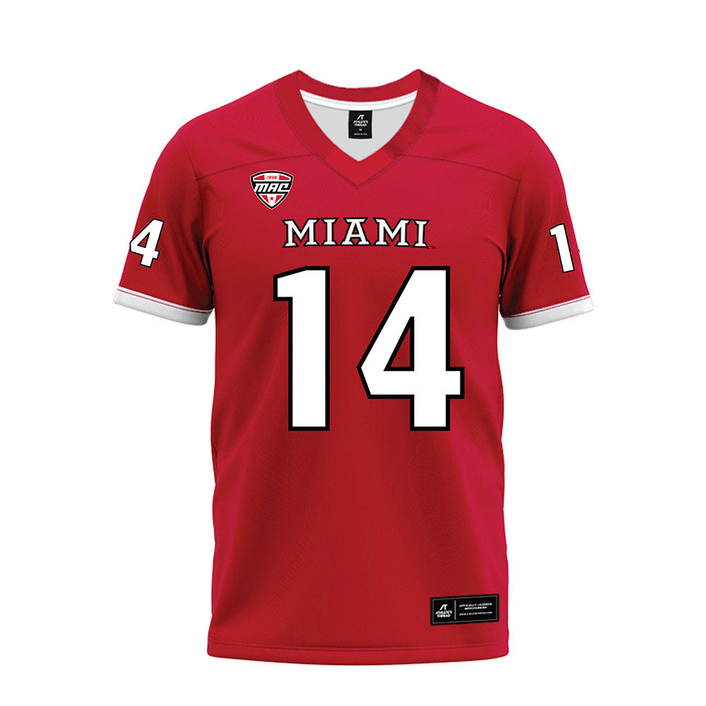 Miami of Ohio - NCAA Football : Khory Moss - Red Premium Football Jersey-0