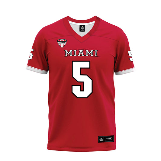Miami of Ohio - NCAA Football : Luke Evans - Red Premium Football Jersey-0