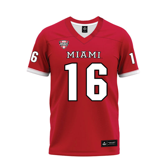 Miami of Ohio - NCAA Football : Christian McKinney - Red Premium Football Jersey-0