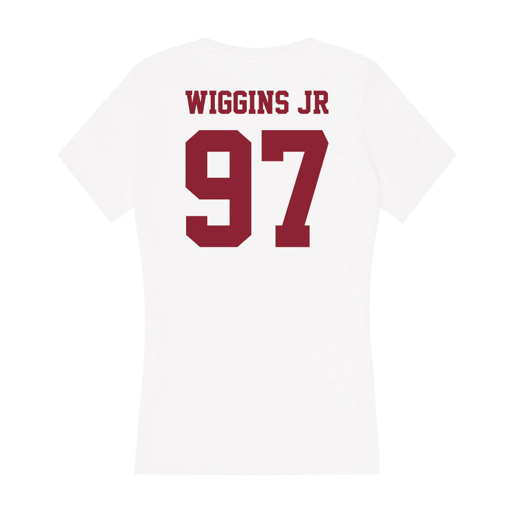 UMass - NCAA Football : Jermaine Wiggins Jr - Women's V-Neck T-Shirt-1