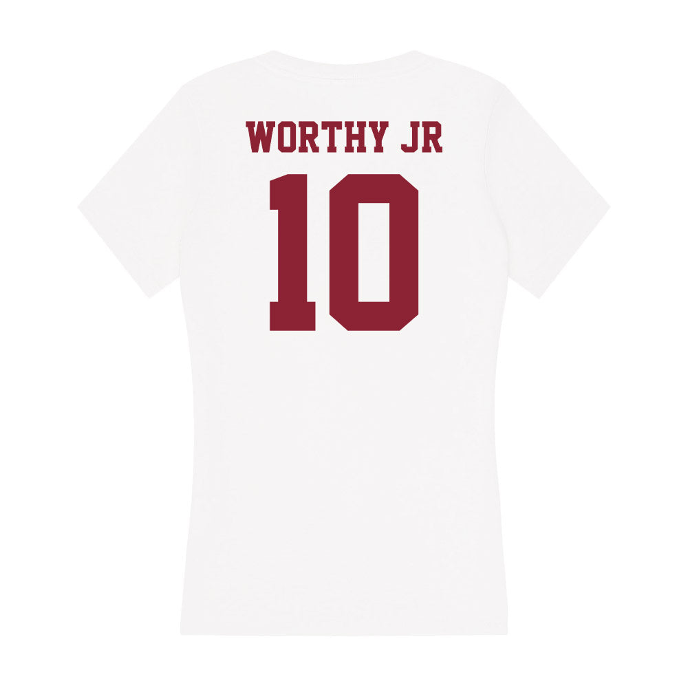 UMass - NCAA Men's Basketball : Marqui Worthy Jr - Women's V-Neck T-Shirt-1