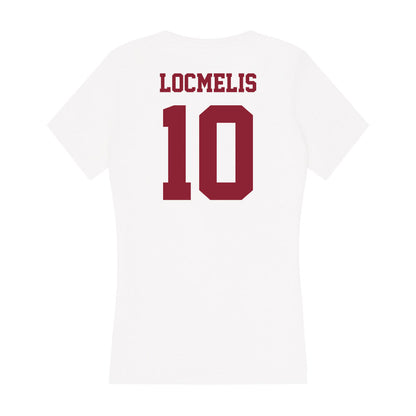 UMass - NCAA Men's Ice Hockey : Dans Locmelis - Women's V-Neck T-Shirt-1