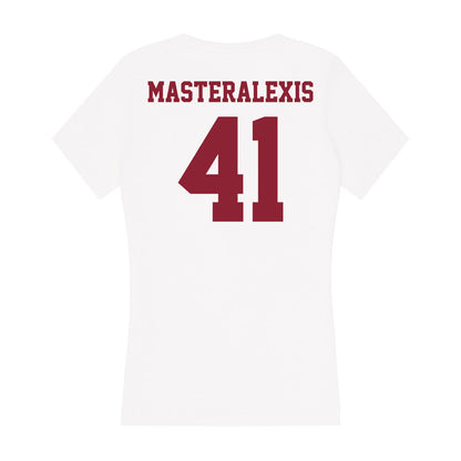 UMass - NCAA Baseball : Justin Masteralexis - Women's V-Neck T-Shirt-1