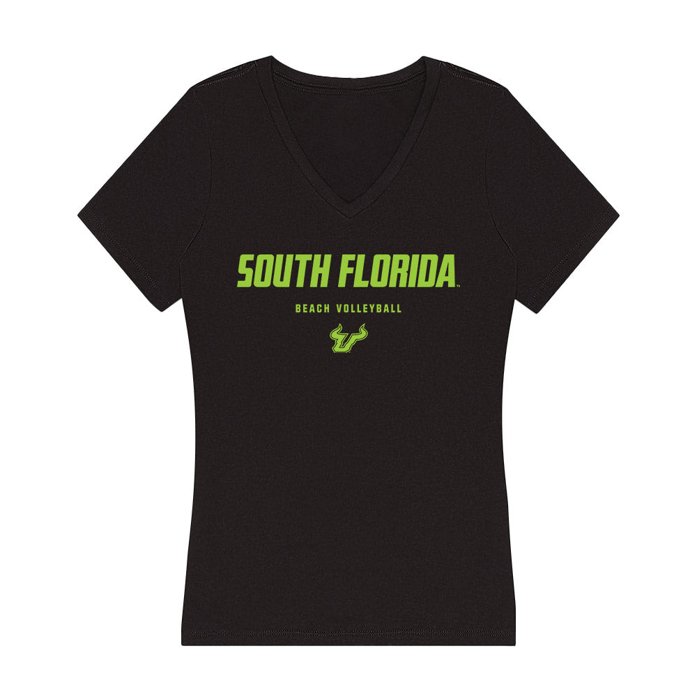 USF - NCAA Beach Volleyball : Gabrielle Bissell - Women's V-Neck T-Shirt-0