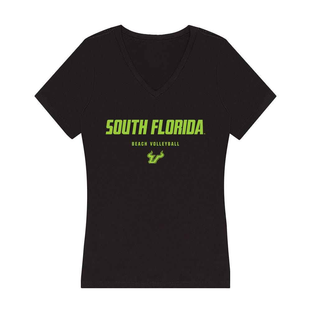 USF - NCAA Beach Volleyball : Sasha Pasloski! - Women's V-Neck T-Shirt-0