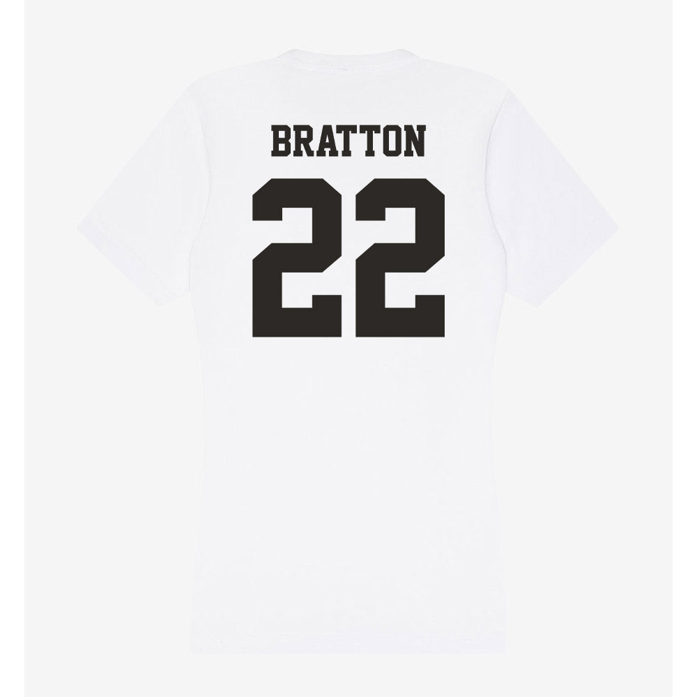 Marshall - NCAA Women's Basketball : Emily Bratton - Women's V-Neck T-Shirt-1