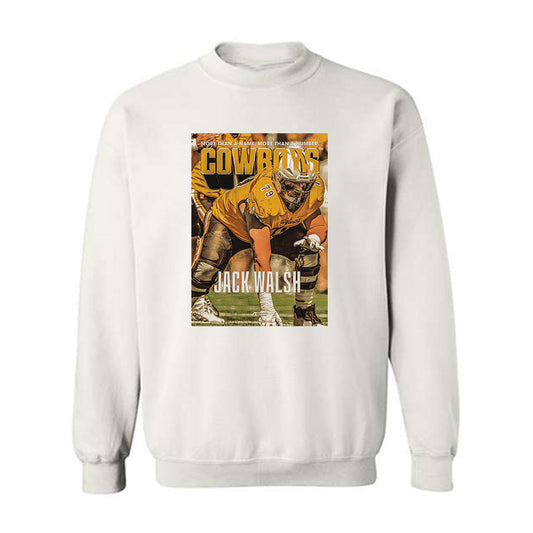 Wyoming - NCAA Football : Jack Walsh - AT Athletes of the Week Player Illustration Crewneck Sweatshirt-0