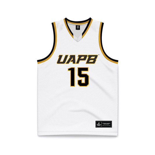 UAPB - NCAA Men's Basketball : Dennis Asoro - White Basketball Jersey-0