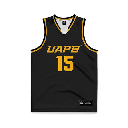 UAPB - NCAA Men's Basketball : Dennis Asoro - Black Basketball Jersey-0