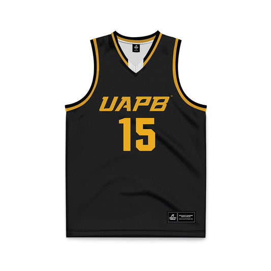 UAPB - NCAA Men's Basketball : Dennis Asoro - Black Basketball Jersey-0