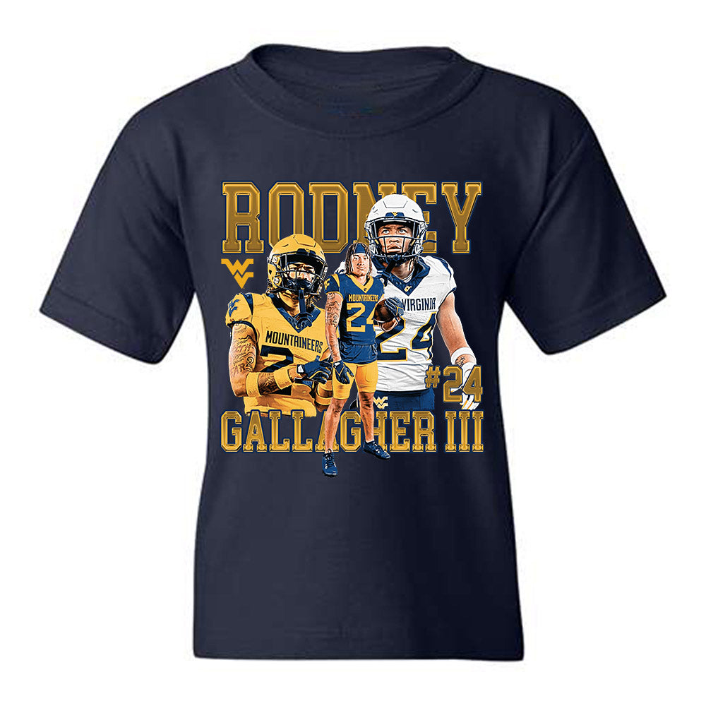 West Virginia - NCAA Football : Rodney Gallagher III - Collage Youth T-Shirt-0