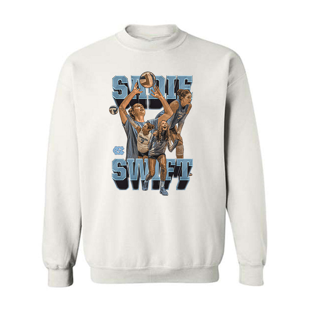 UNC - NCAA Women's Volleyball : Sadie Swift - Player Collage Crewneck Sweatshirt-0