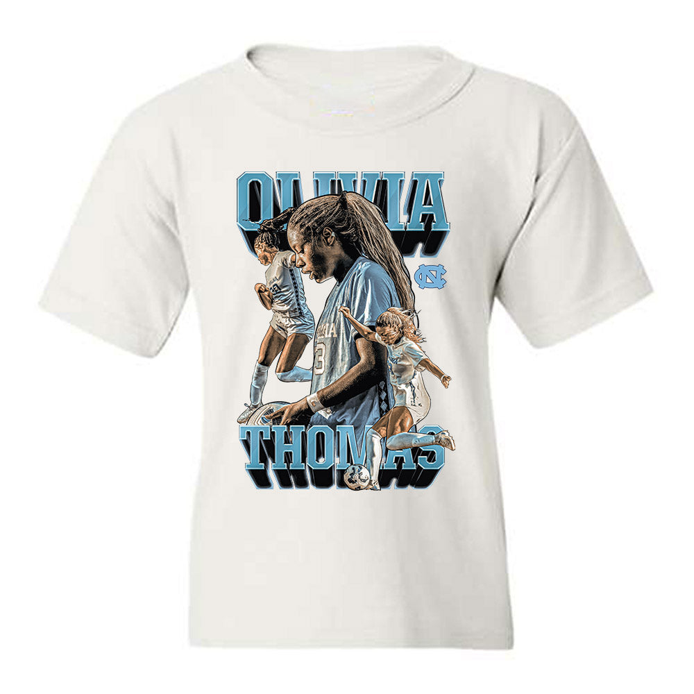 UNC - NCAA Women's Soccer : Olivia Thomas - Player Collage Youth T-Shirt-0