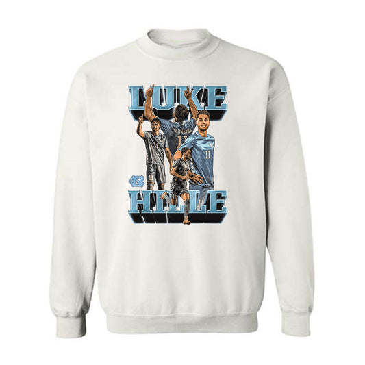 UNC - NCAA Men's Soccer : Luke Hille - Player Collage Crewneck Sweatshirt-0