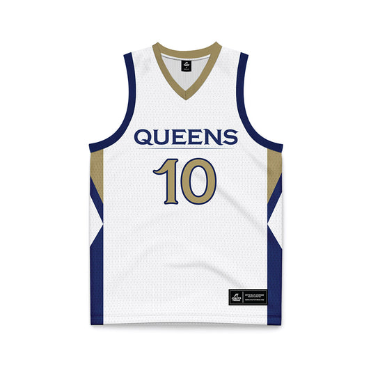  Queens - NCAA Women's Basketball : Ana Barreto - White Basketball Jersey-0