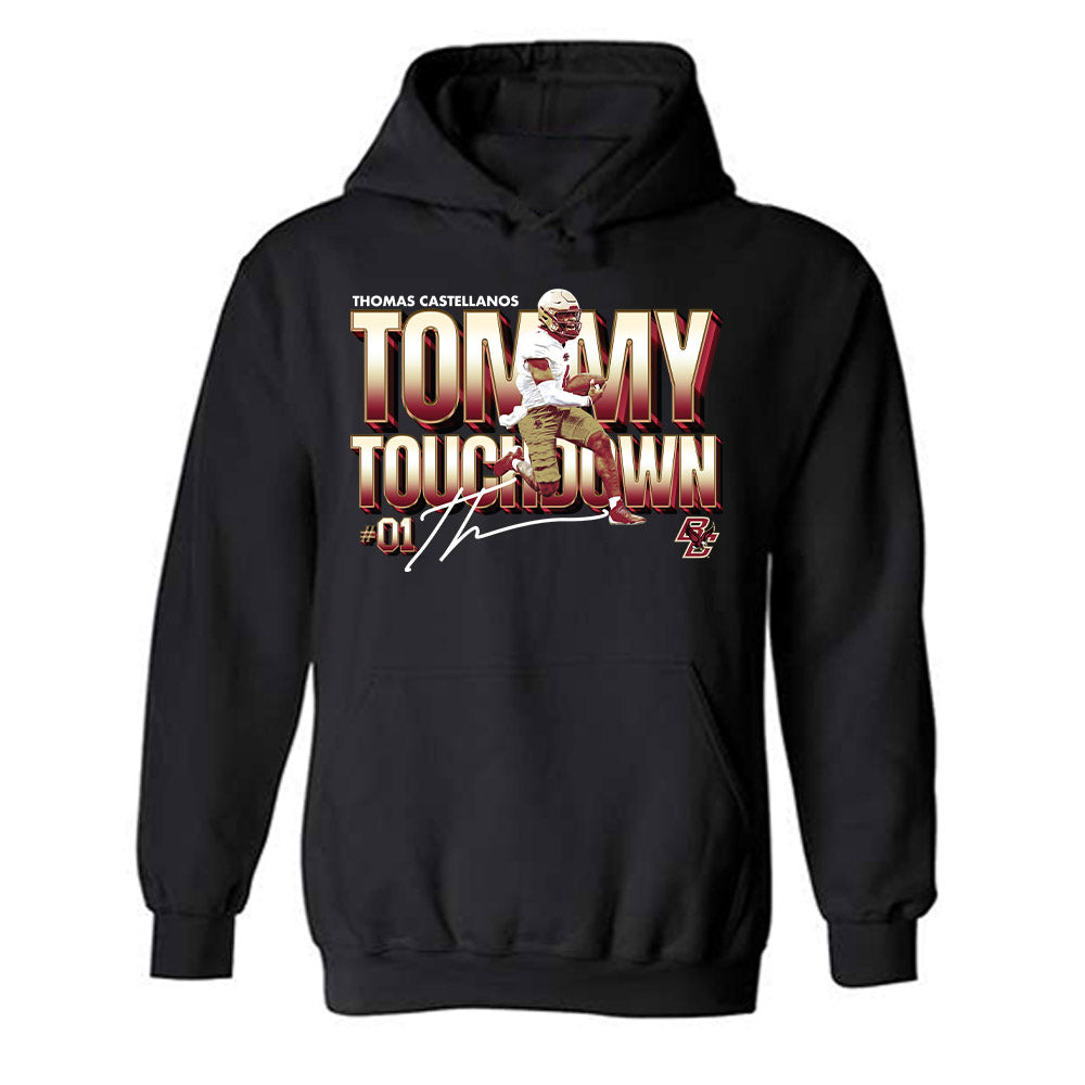 Boston College - NCAA Football : Thomas Castellanos - Player Collage Hooded Sweatshirt-0