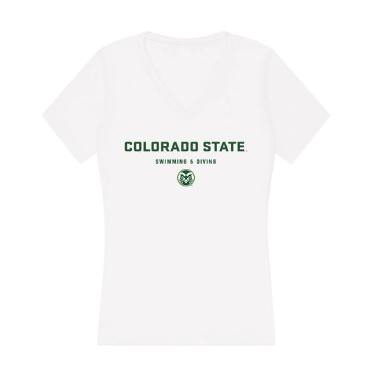 Colorado State - NCAA Women's Swimming & Diving : Rachel Saxon - Women's V-Neck T-Shirt-0