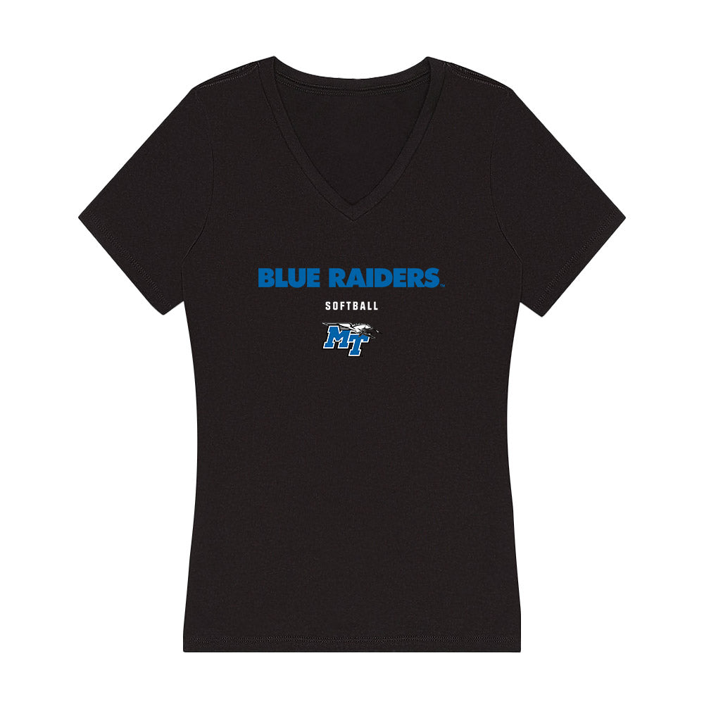 MTSU - NCAA Softball : Ansley Blevins - Women's V-Neck T-Shirt-0