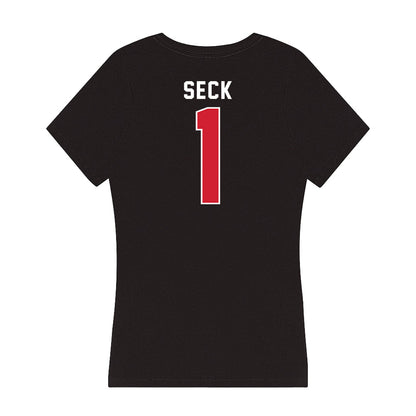 Fairfield - NCAA Men's Basketball : Birima Seck - Women's V-Neck T-Shirt-1