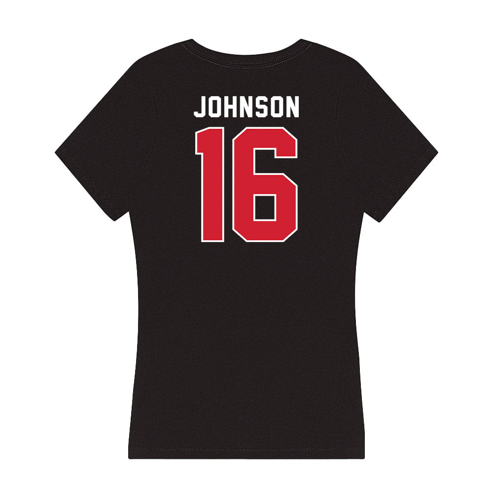 Fairfield - NCAA Men's Basketball : Prophet Johnson - Women's V-Neck T-Shirt-1