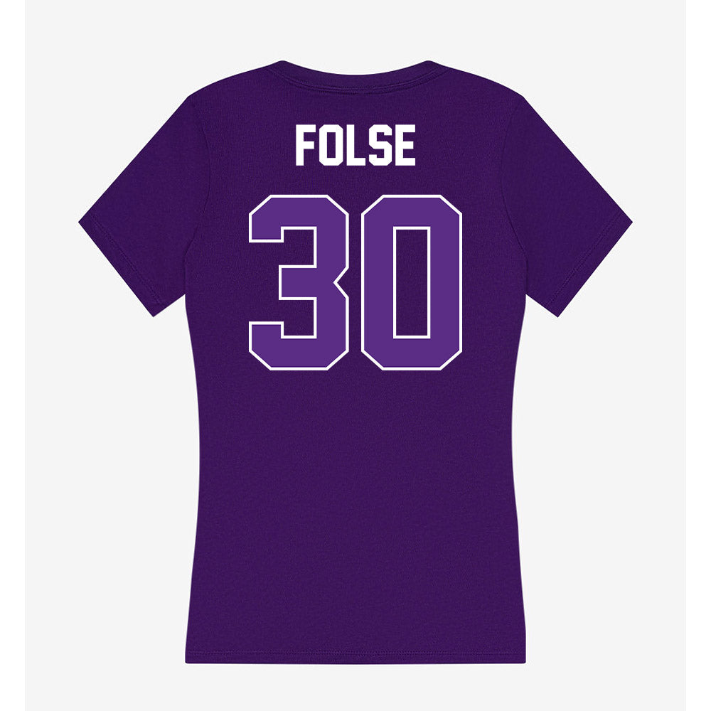 North Alabama - NCAA Football : Kemon Folse - Women's V-Neck T-Shirt-1