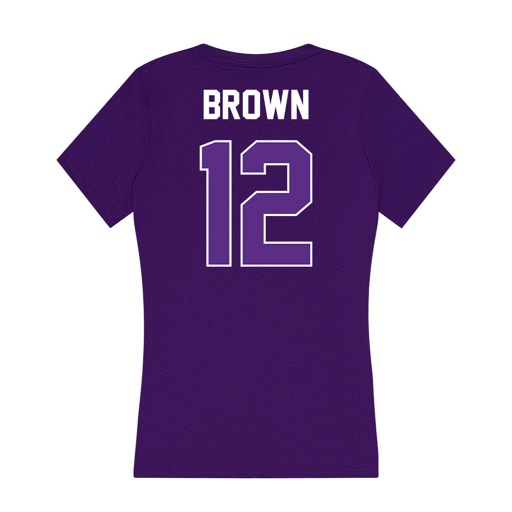 North Alabama - NCAA Men's Basketball : Detalian Brown - Women's V-Neck T-Shirt-1