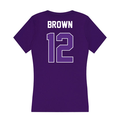 North Alabama - NCAA Men's Basketball : Detalian Brown - Women's V-Neck T-Shirt-1