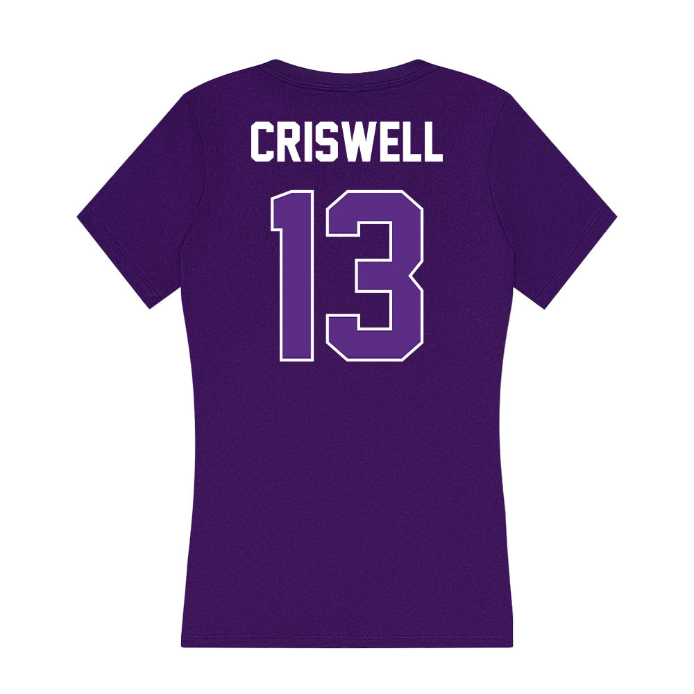 North Alabama - NCAA Women's Basketball : Katie Criswell - Women's V-Neck T-Shirt-1