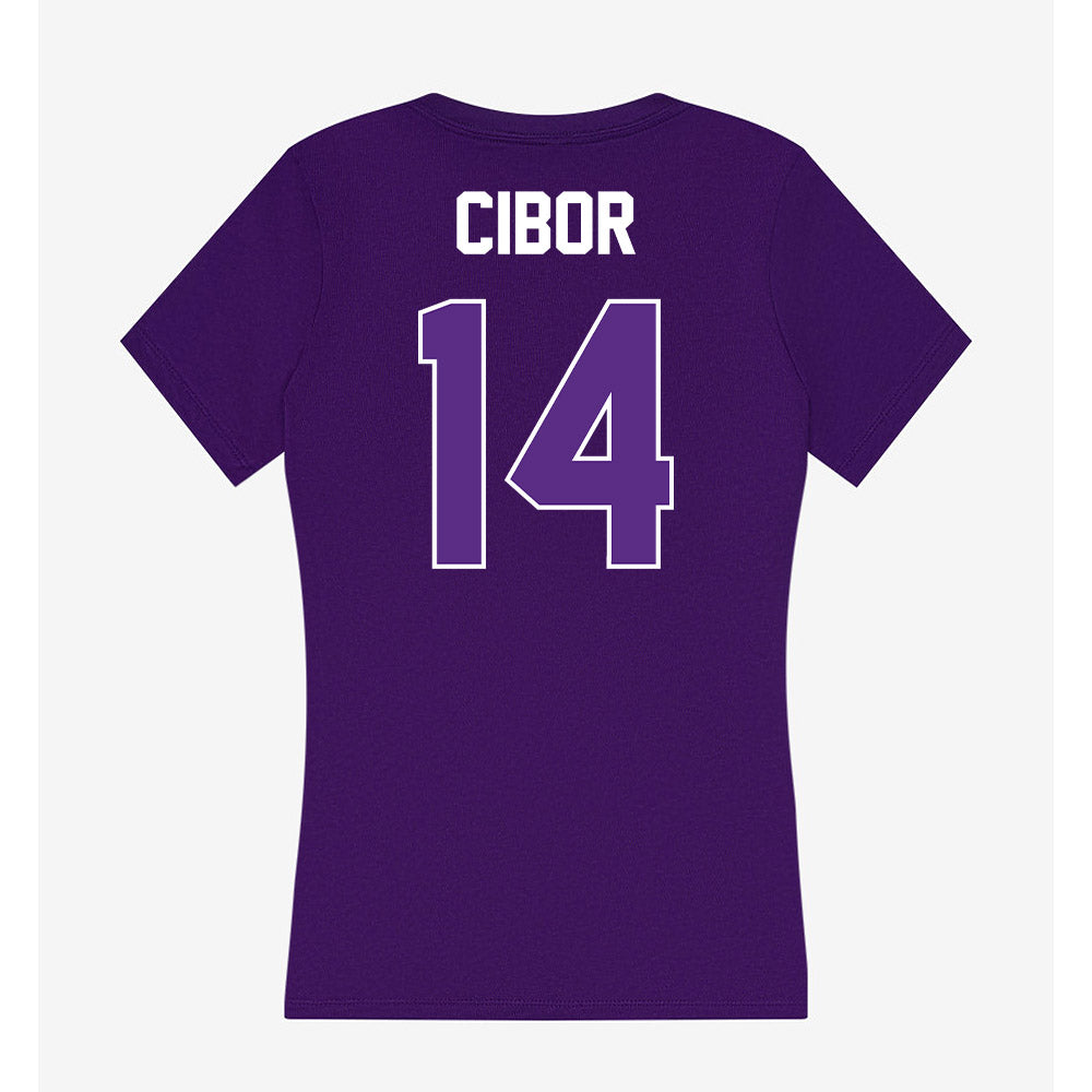 North Alabama - NCAA Women's Volleyball : Mia Cibor - Women's V-Neck T-Shirt-1