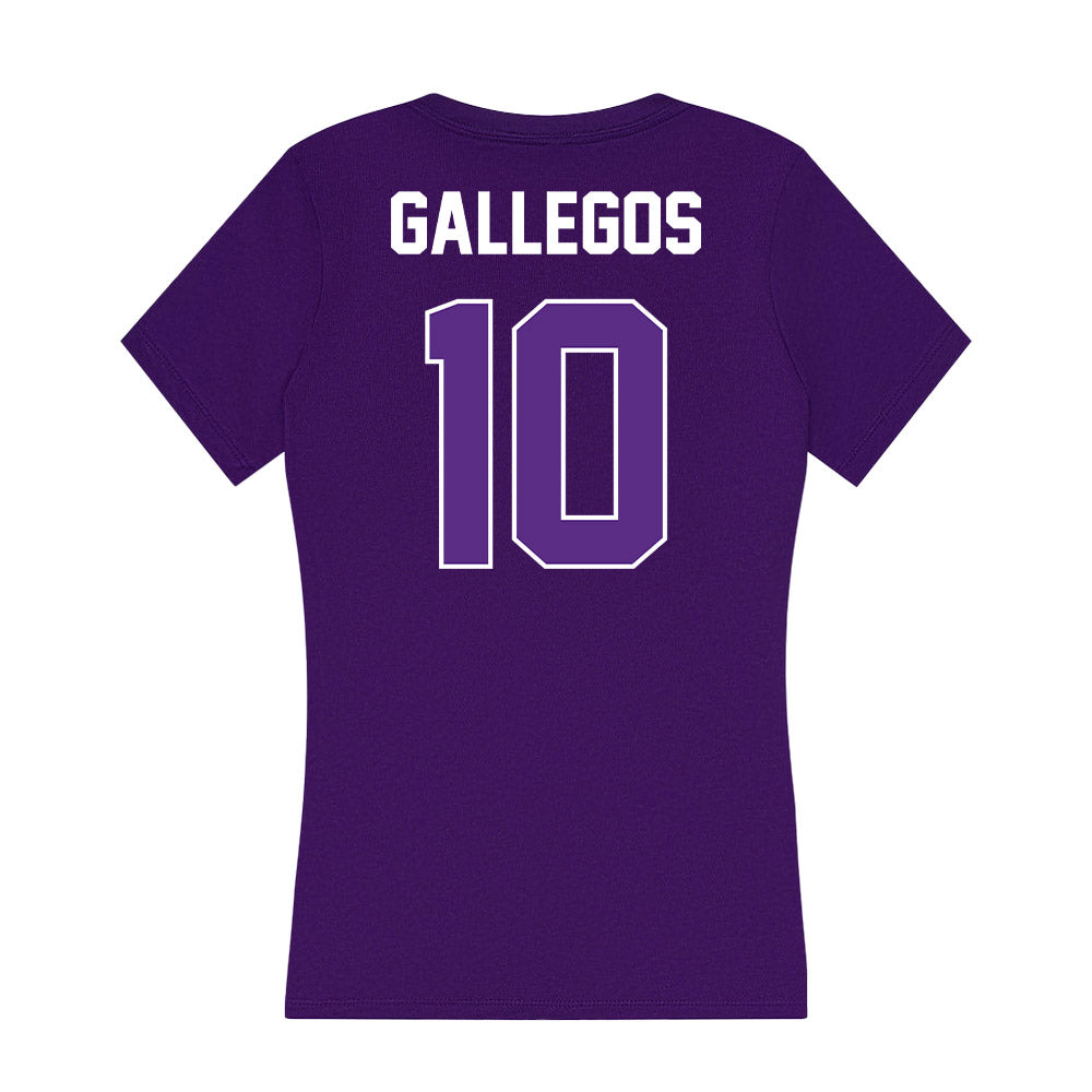 North Alabama - NCAA Women's Basketball : Charity Gallegos - Women's V-Neck T-Shirt-1