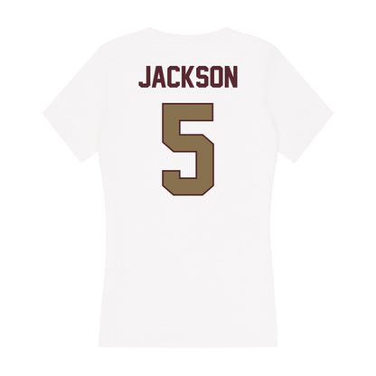 Texas State - NCAA Football : Darius Jackson - Women's V-Neck T-Shirt-1