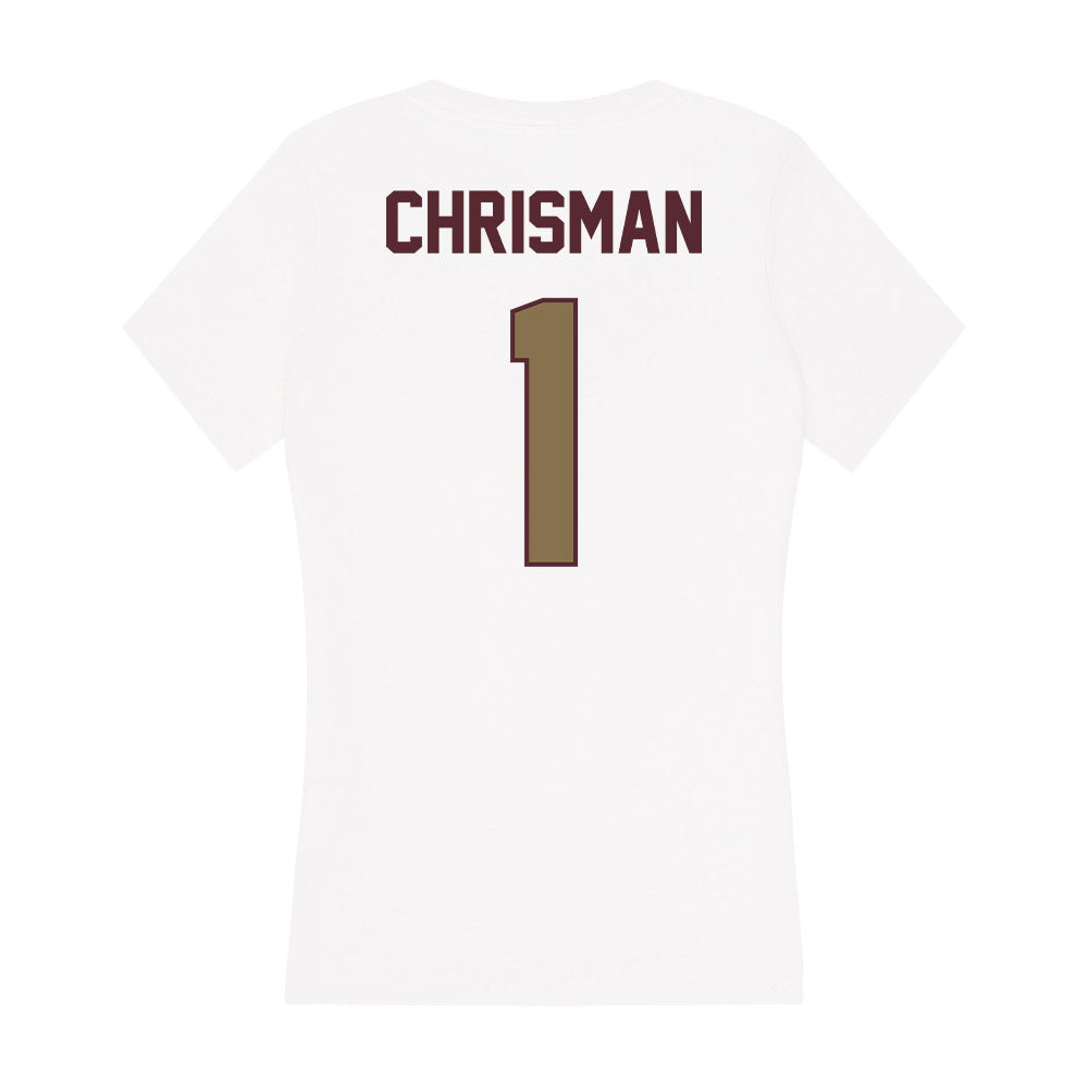Texas State - NCAA Women's Soccer : Katelyn Chrisman - Women's V-Neck T-Shirt-1