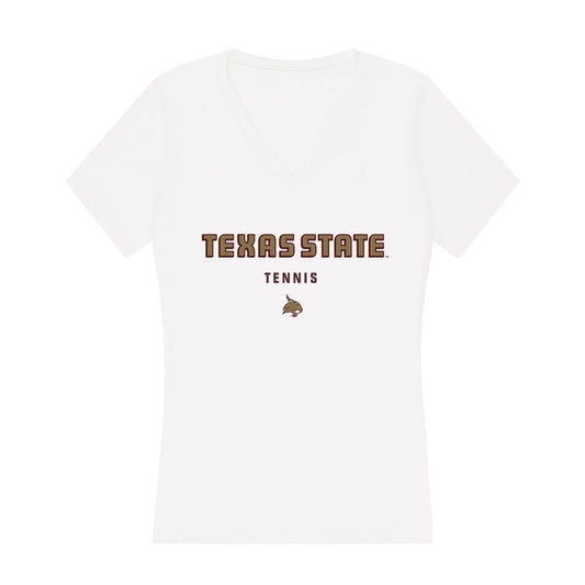 Texas State - NCAA Women's Tennis : Tadiwanashe Mauchi - Women's V-Neck T-Shirt-0