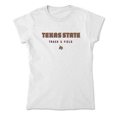 Texas State - NCAA Women's Track & Field : makhi falkquay - Soft Style Women’s T-Shirt-0