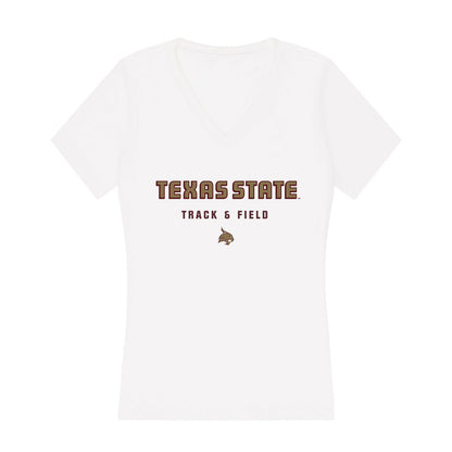 Texas State - NCAA Women's Track & Field : makhi falkquay - Women's V-Neck T-Shirt-0