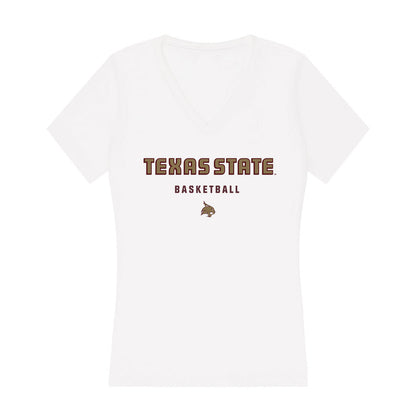 Texas State - NCAA Men's Basketball : Dj Hall - Women's V-Neck T-Shirt-0