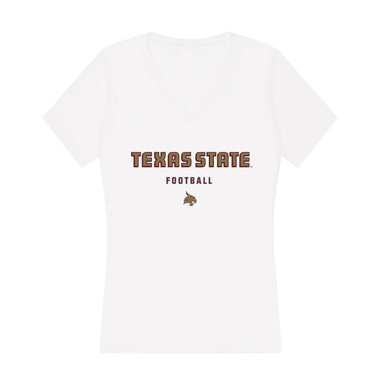 Texas State - NCAA Football : Caleb Johnson - Women's V-Neck T-Shirt-0