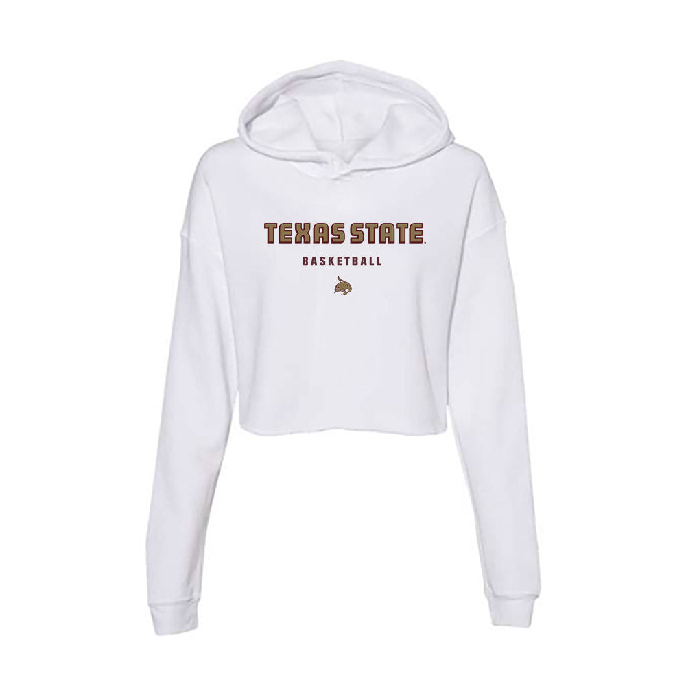 Texas State - NCAA Men's Basketball : Bessanty Saragba - Women's Crop Fleece Hoodie-0