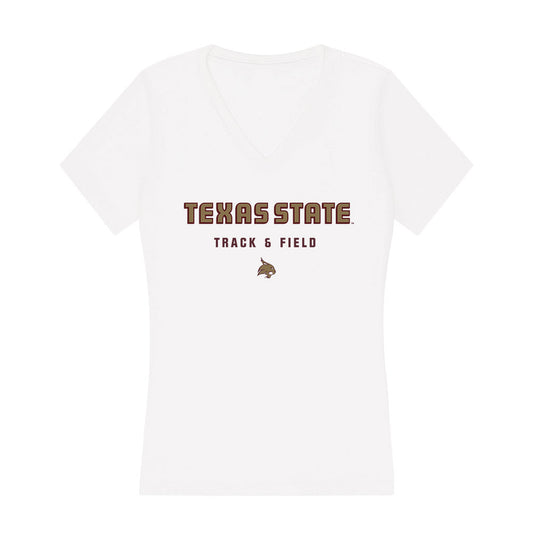 Texas State - NCAA Men's Track & Field : Tanner Major - Women's V-Neck T-Shirt-0