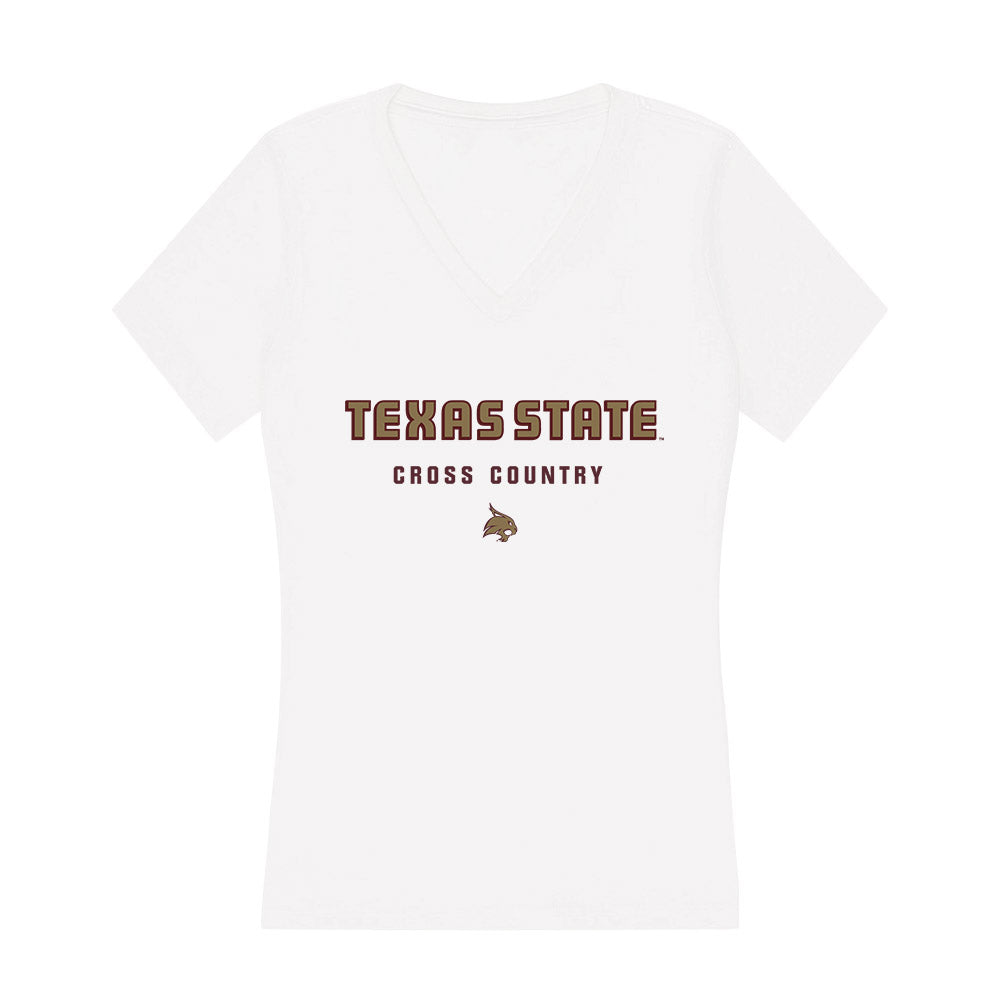 Texas State - NCAA Men's Cross Country : Eyan Calico - Women's V-Neck T-Shirt-0