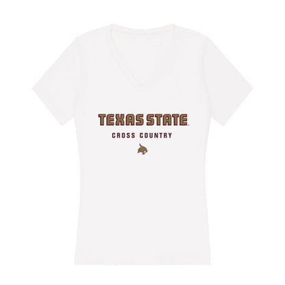 Texas State - NCAA Men's Cross Country : Eyan Calico - Women's V-Neck T-Shirt-0