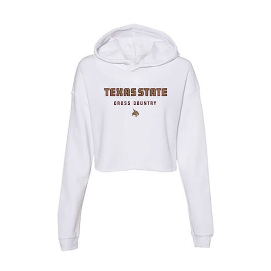 Texas State - NCAA Men's Cross Country : Eyan Calico - Women's Crop Fleece Hoodie-0