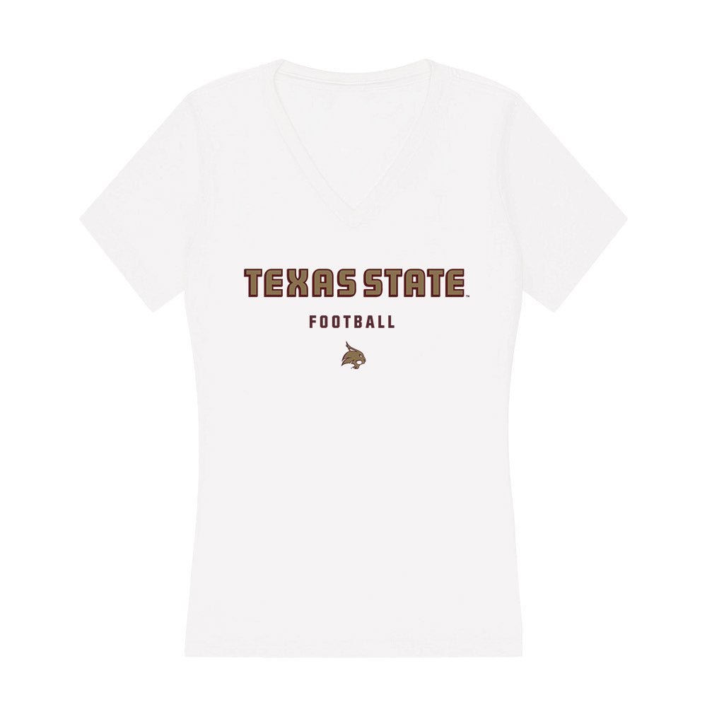 Texas State - NCAA Football : Holden Geriner - Women's V-Neck T-Shirt-0